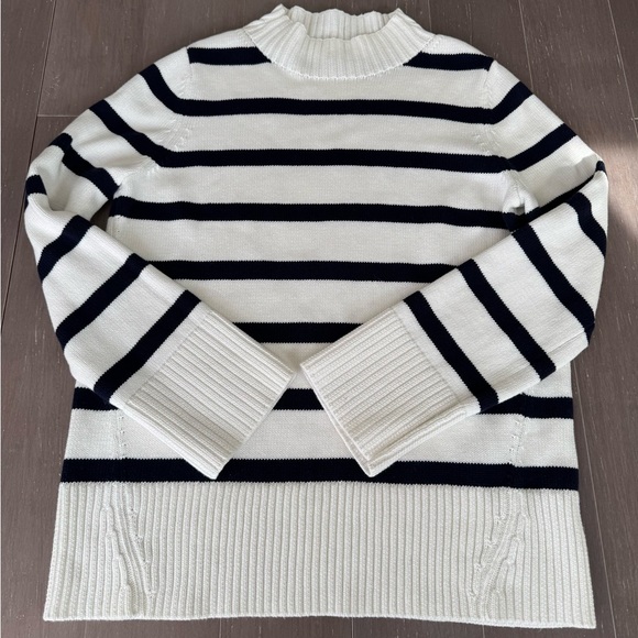 GAP Navy Blue & White Striped Turtleneck Chunky Sweater Nautical SZ L - Picture 10 of 10